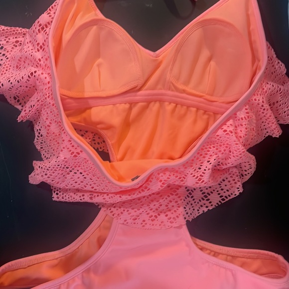 LA Hearts, Peach,Pink Monokini,bathing suit. Lace,Halter,Small - Picture 10 of 11